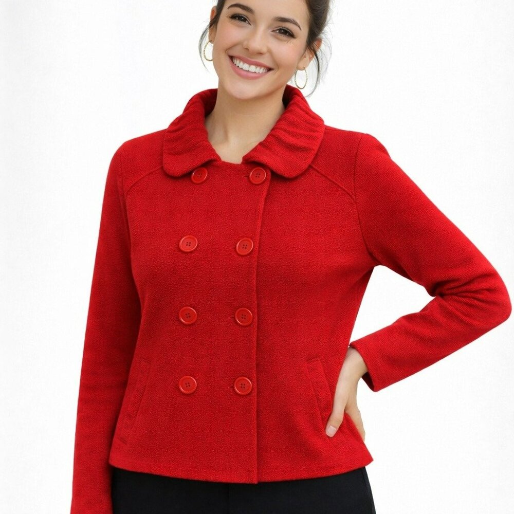 Coldwater Creek Double-Breasted Sweater Jacket Womens PXL (18) Red